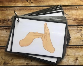 Alphabet Flashcards with Australian Sign Language | AUSLAN Alphabet Cards | Preschool Learning Educational Toy| Montessori ABC Cards