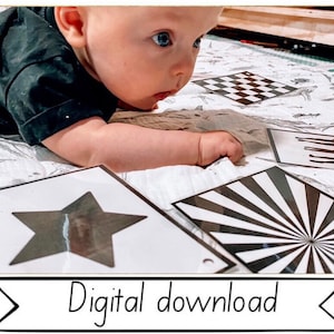 Cartes sensorielles pour nouveau-nés, cartes mémoire en noir et blanc, cartes mémoire Montessori bébé à contraste élevé, imprimables, cartes mémoire pour bébés,