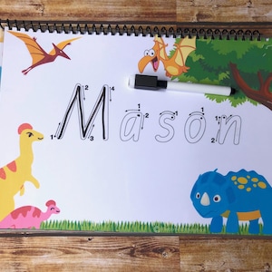 Práctica personalizada de escritura y trazado de nombres, tapete de borrado en seco para nombres, reconocimiento de nombres personalizado, actividad de nombres, tarjetas de trazado del alfabeto