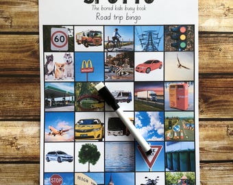Road Trip Bingo Cards for Kids, Reusable Car Travel Game, Screen Free Holiday Activity, Family Road Trip Game, Kids Travel Gift