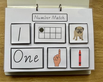 Number matching, Learning Numbers, Busy Book, for toddler, for kids, Birthday gift, busy Binder, Learning Binder, Learning aid, Visual aid