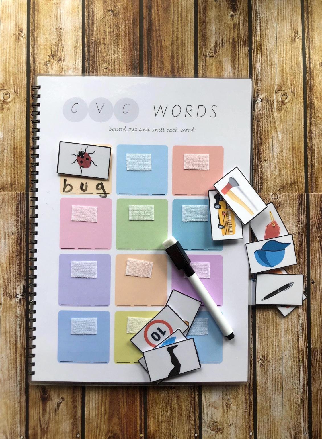 CVC Word Builder Busy Book: Preschool Phonics & Spelling Homeschool ...