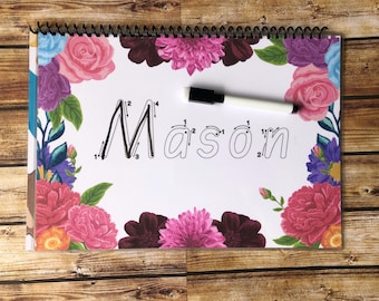 Personalised Name Tracing Set | Learn to Write Name | Alphabet & Number Practice | Preschool Writing Activity | Laminated Wipe Clean Pages