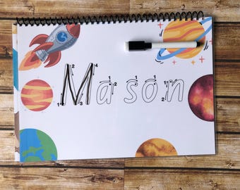 Personalised Name Tracing Set | Learn to Write Name | Alphabet & Number Practice | Preschool Writing Activity | Laminated Wipe Clean Pages