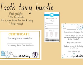 Tooth fairy certificate, Tooth fairy Pack, Tooth fairy note, First tooth, Tooth fairy bundle, Tooth fairy receipt, Tooth fairly letter