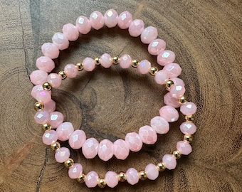 Pink & gold bracelet set