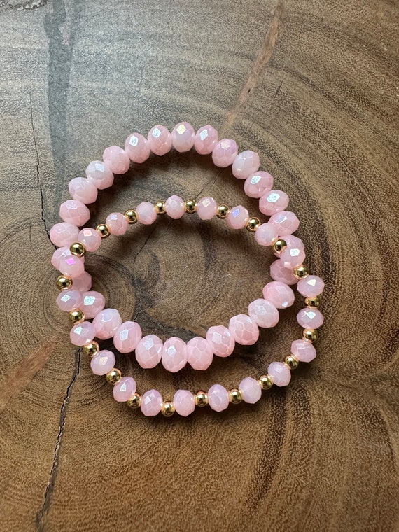 Pink & Gold Bracelet Set - Etsy Israel display picture 1