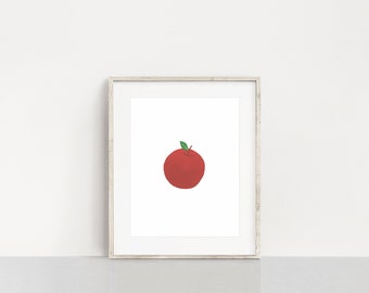 Apple print, Printable, Printable wall art, Apple painting wall art, Print for nursery, Print for kitchen, Kitchen fruit print, Tropical