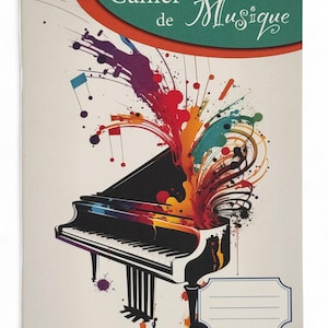 Cuaderno de música infantil con portada de instrumento personalizada - Pentagrama en blanco - Cuaderno para teoría musical, piano, violín, guitarra, etc.