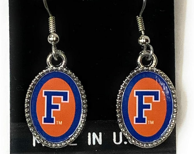 Florida Gators Oval F Dangle Earrings