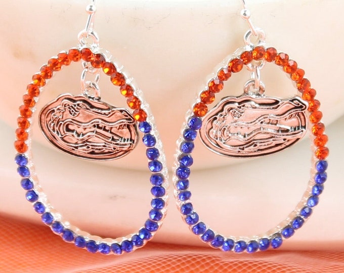 Florida Gators Tear Drop Rhinestone Earrings