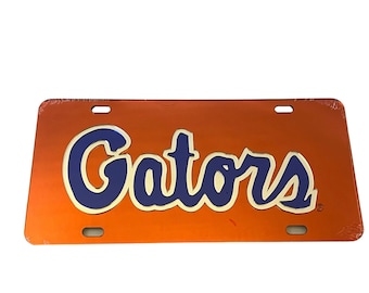 Florida Gators Mirrored Acrylic Laser Tag - Orange with Script
