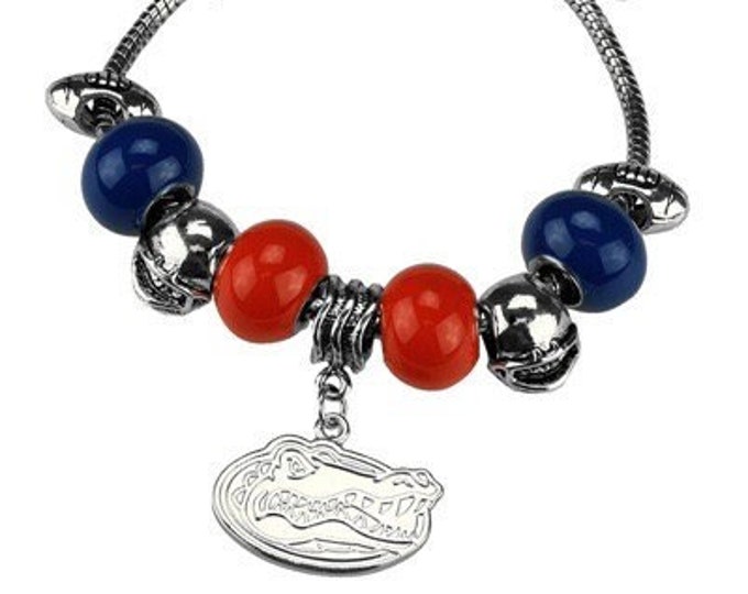 Florida Gators Beaded Football Charm Bracelet