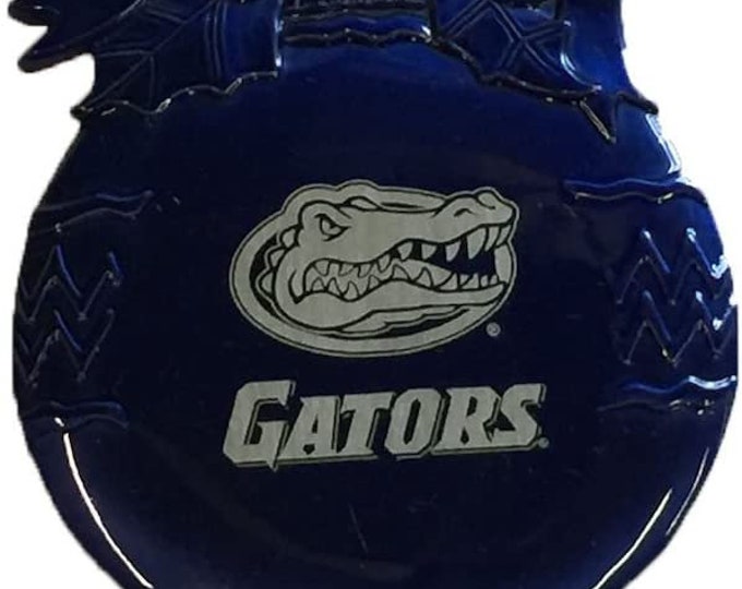 Florida Gators Pewter Round Blue Christmas Ball Ornament