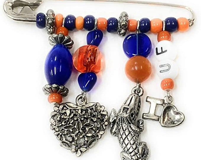 Florida Gators Safety Pin with Charms