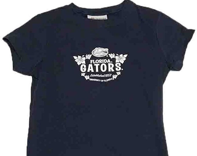 Florida Gators Girl's Navy Glitter Hibiscus Shirt