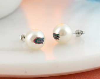 Florida Logo Pearl Stud Earrings