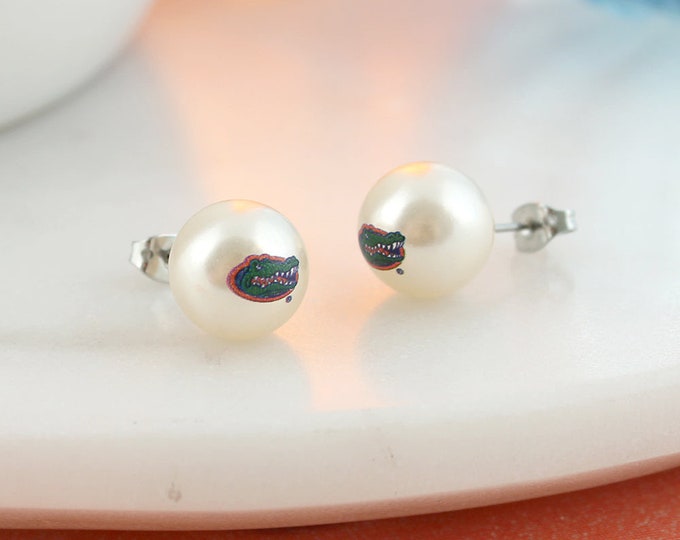 Florida Logo Pearl Stud Earrings