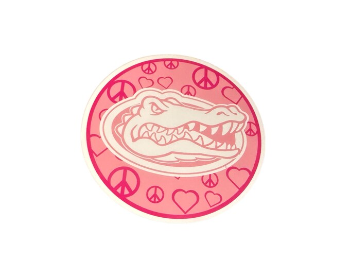 Florida Gators 5" Round Peace, Love, Head Logo, Pink Magnet