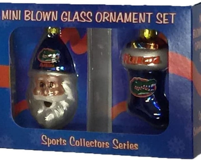 Florida Gators Blown Glass Santa Cap and Stocking Set