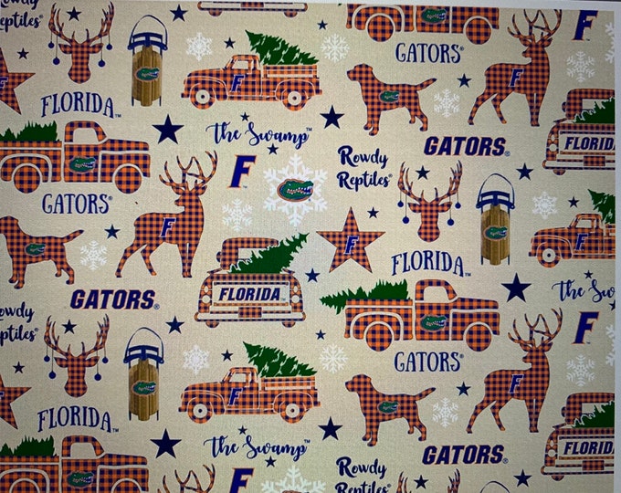 Florida Gators 100% Cotton Fabric - Christmas