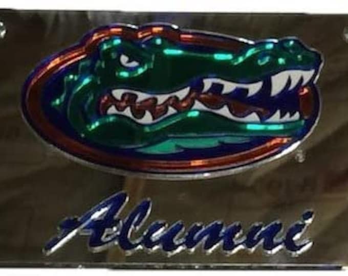 Florida Gators Mirrored Acrylic Laser Tag - Silver Head Alumni