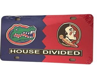 Florida Gators House Divided FL / FSU Mirrored License Plate Tag