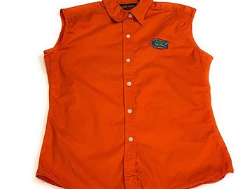 Florida Gators Ladies Orange Sleeveless Button Shirt