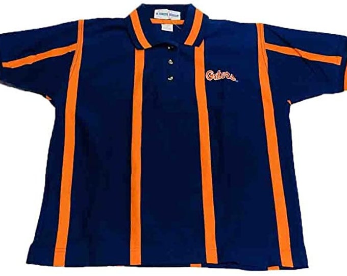 Florida Gators Ladies Orange & Blue Stripes Polo with Embroidered Gators