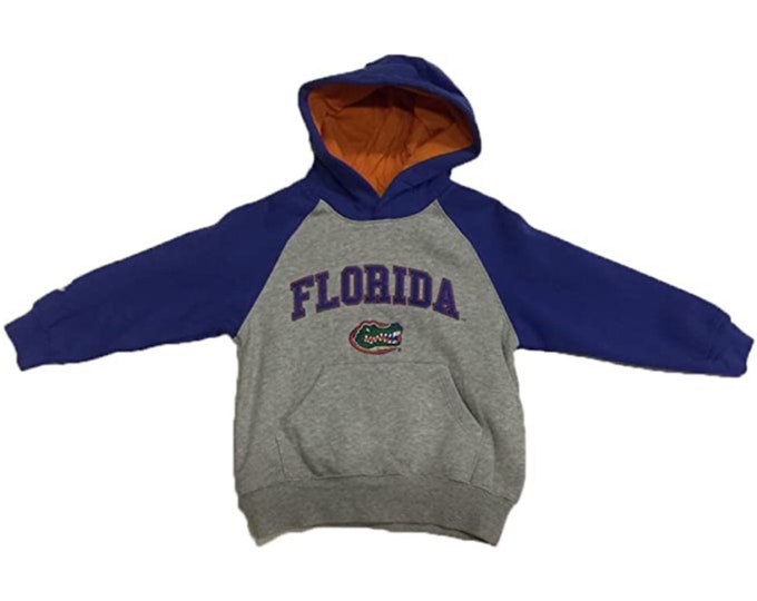 Florida Gators Kid's Grey and Blue Pullover Hoodie Florida and Head Logo ( Size 4 )