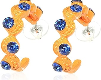 Gators Blue Rhinestone Loop Earrings