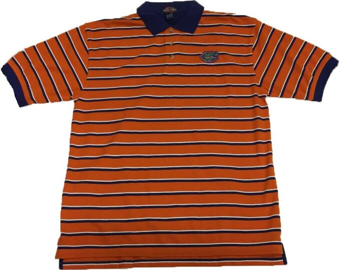 Florida Gators Orange with Blue and White Striped Polo