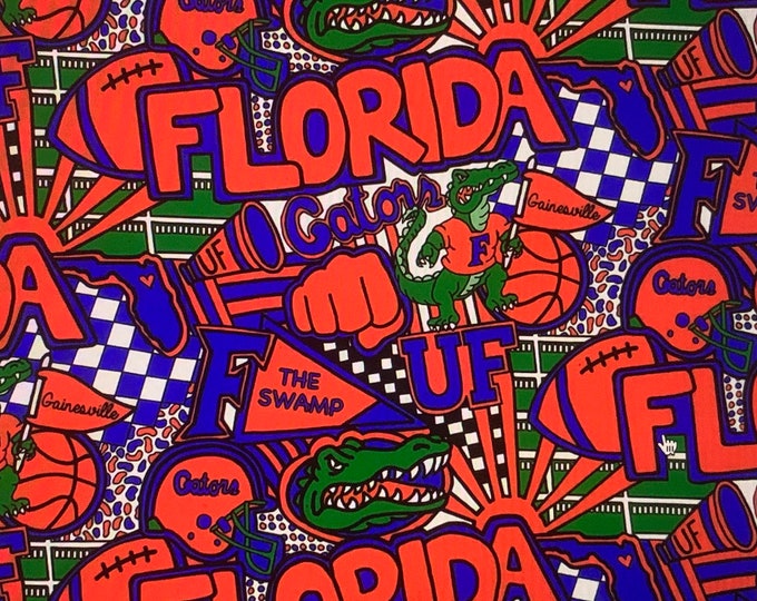 Florida Gators 100% Cotton Fabric - Pop Art