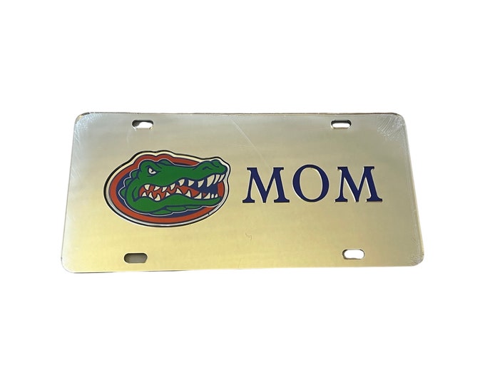 Florida Gators Silver Mirrored Acrylic Laser Tag - Gator Mom