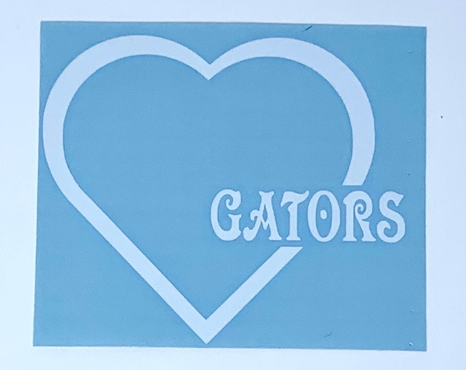 Florida Gators 5 1/2” Vinyl Heart Gators Decal Choose Color