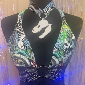 MADE TO ORDER Deep in the Jungle 2pc halter top set