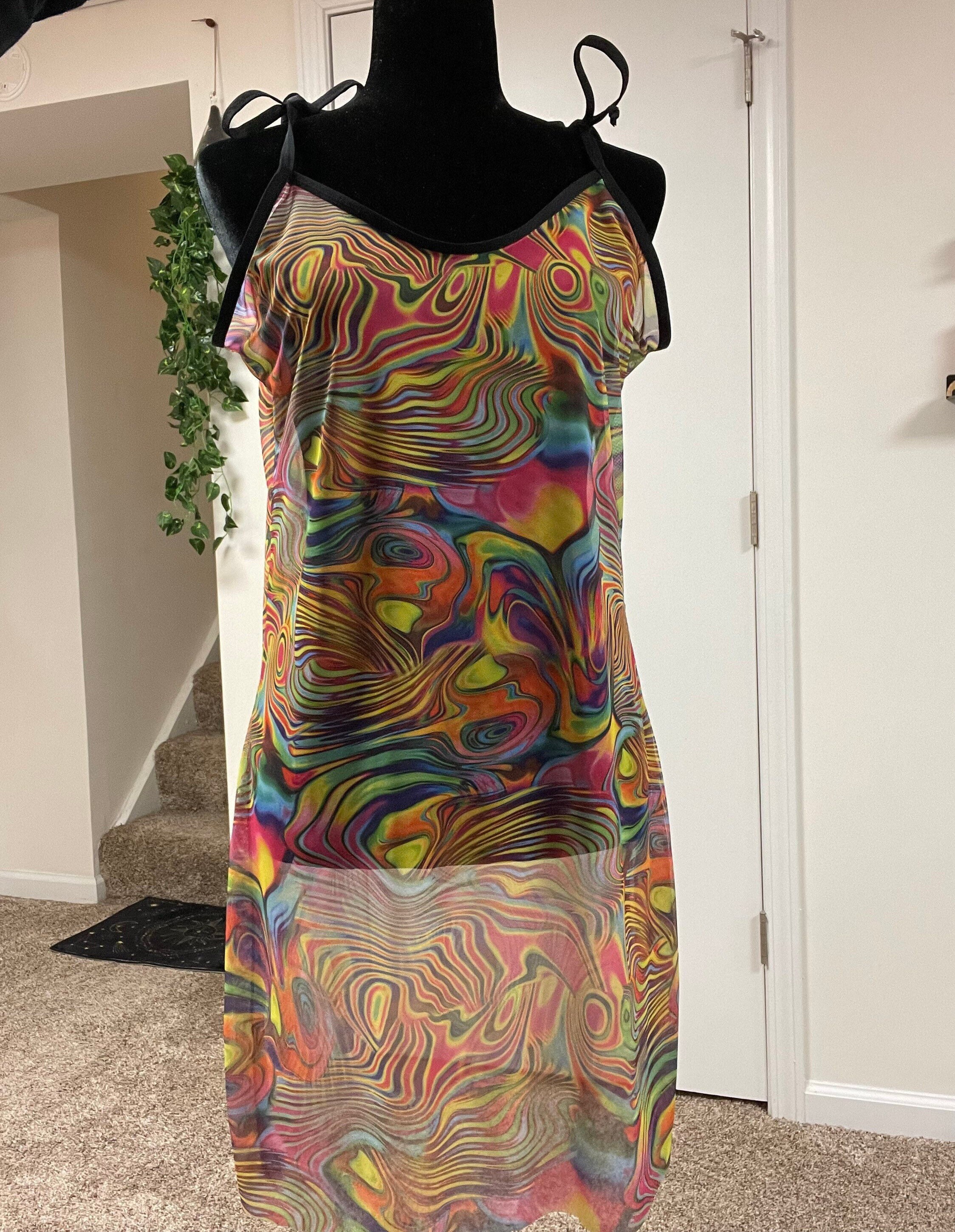 trippy mesh dress MADE TO ORDER Trippy Flow mesh tie-strap dress