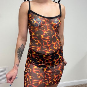 MADE TO ORDER Twin Flame mesh tie-strap dress