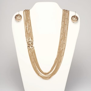 Handmade Gold Big Necklace Art nouveau style