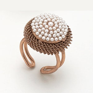 Handmade Gold Pearl Ring Victorian style