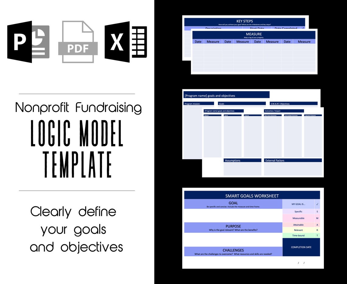 Logic Model Template SMART Goals and Objectives Template | Etsy