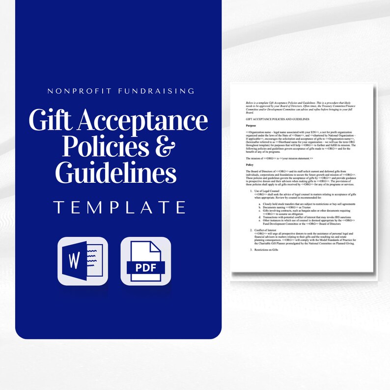Gift Acceptance Policies Template Gift Acceptance Guidelines Etsy