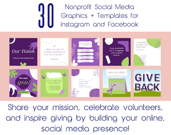 Plantillas de Canva para redes sociales de organizaciones sin fines de lucro: Marketing para voluntarios (Descarga digital)