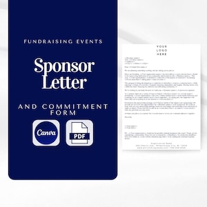 Fundraising Event Sponsor Letter and Commitment Form Template | Event Sponsor | Corporate Sponsor | Solicitation Letter | Cover Letter