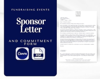 Fundraising Event Sponsor Letter Template with Commitment Form (Canva + PDF)