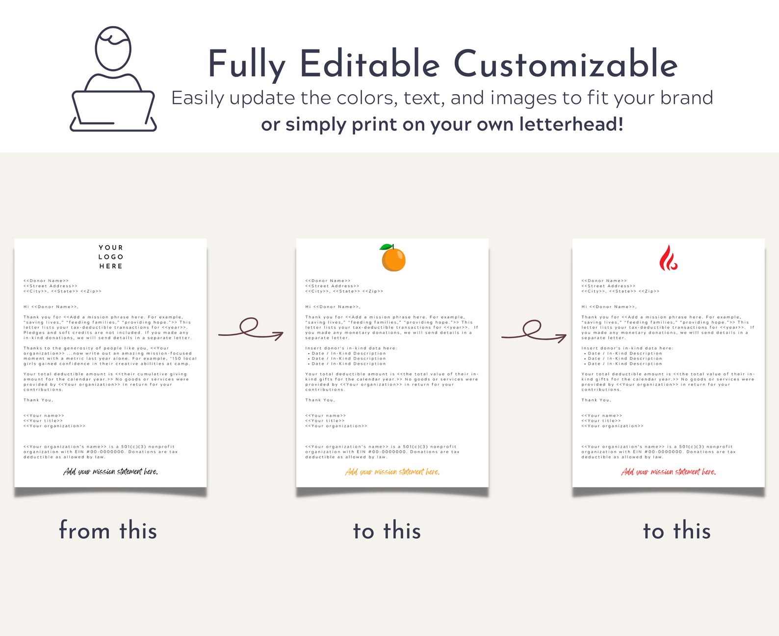 Donation Receipts Tax Receipt Template Inkind Donation Etsy