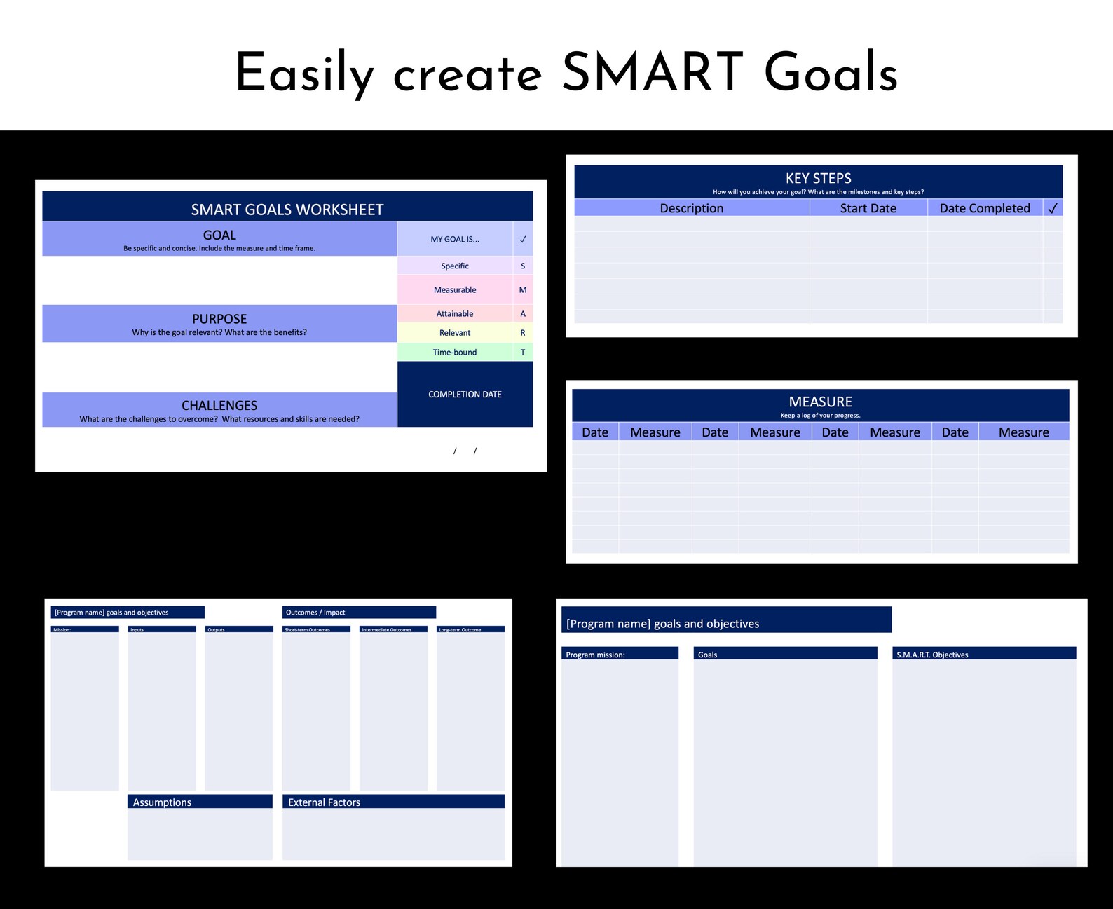logic-model-template-smart-goals-and-objectives-template-etsy