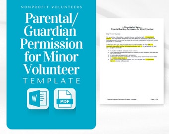 Parental/Guardian Permission Slip for Minor Volunteer | Get permission for minors, <18 years old, to volunteer with your organization