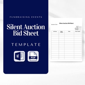 Silent Auction Bid Sheet Template: Nonprofit Fundraising (PDF & Word)