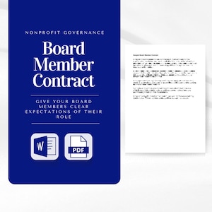 Nonprofit Board Member Contract Template (Word & PDF Downloadable Files)